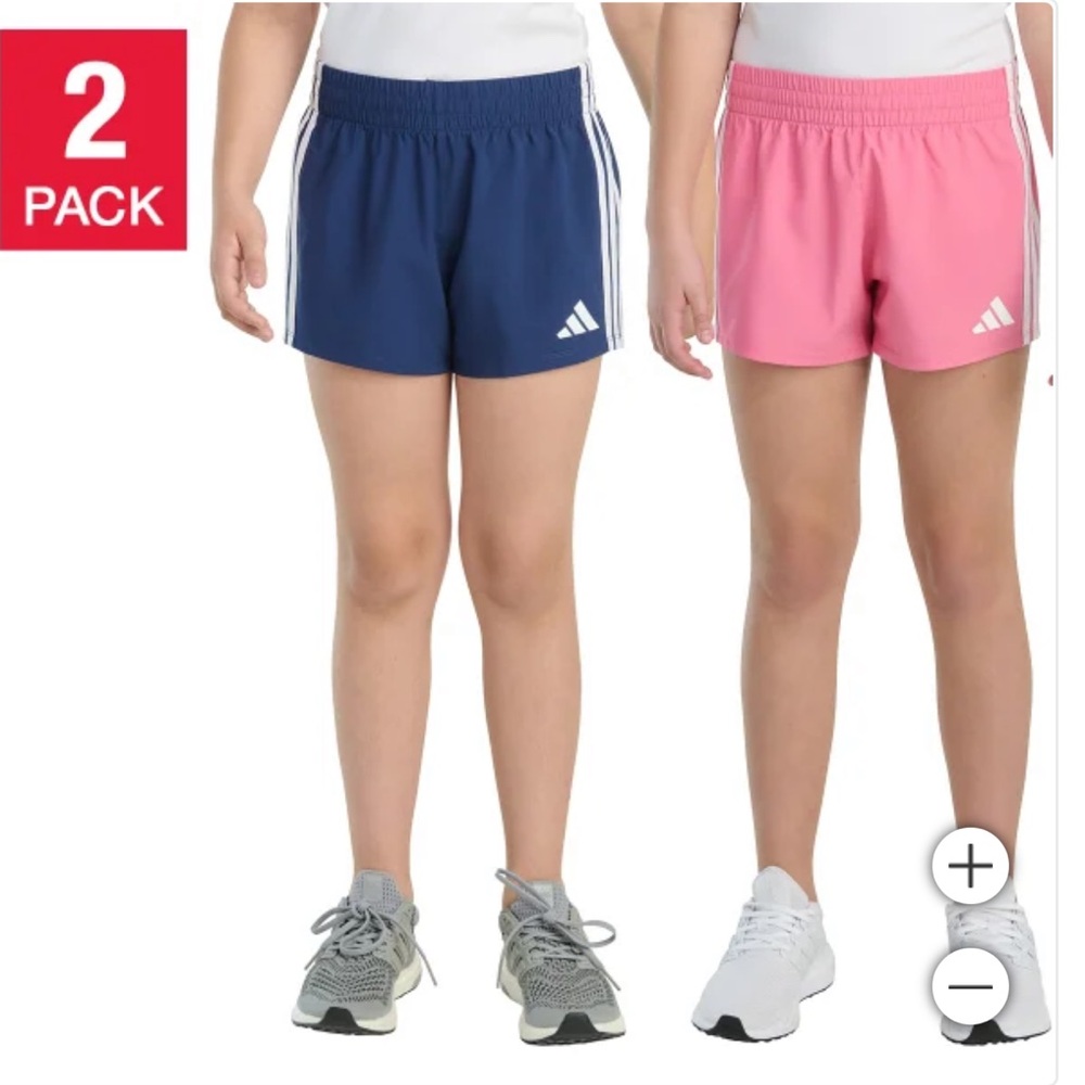 NWT. adidas Youth 2-pack Short. Blue & Pink.